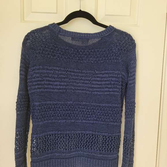 360 SWEATER  super cute blue open mesh knit jumper - Picture 7 of 8